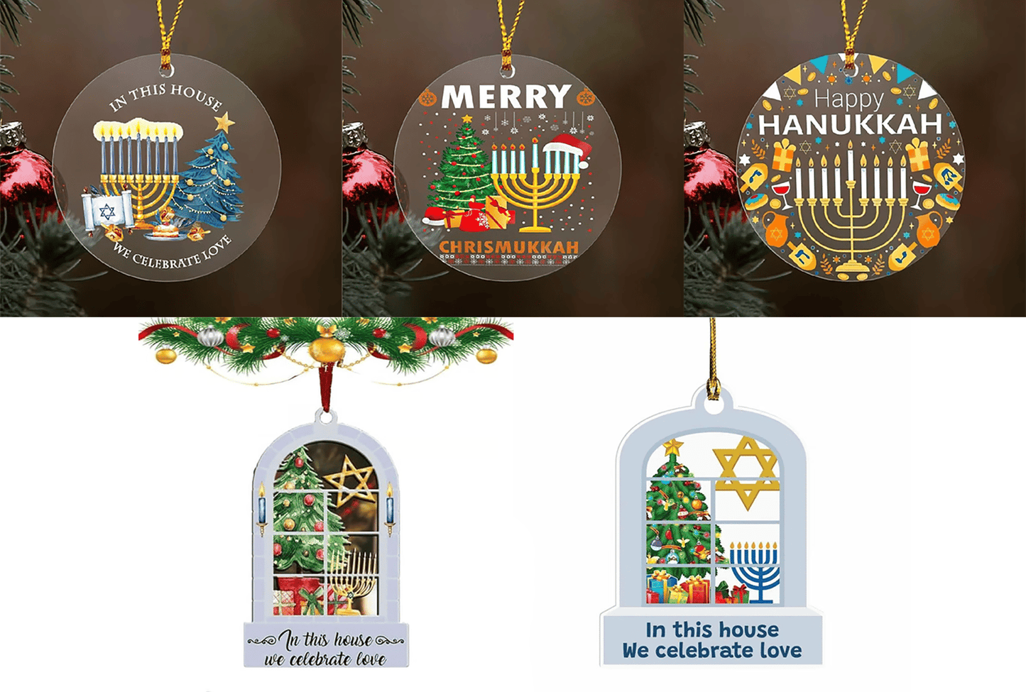 Christmas Hanukkah Acrylic Ornament