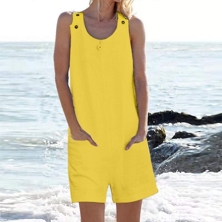 Women's button pocket strappy jumpsuit