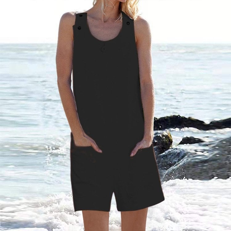 Women's button pocket strappy jumpsuit