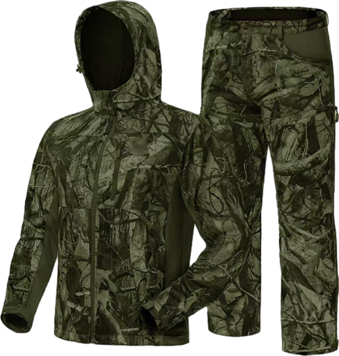 Men’s 2-Pack Fleece-Lined Hunting Jacket & Pants Set – Water-Resistant, Silent, Safety Harness Compatible