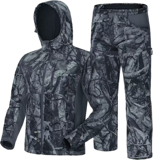 Men’s 2-Pack Fleece-Lined Hunting Jacket & Pants Set – Water-Resistant, Silent, Safety Harness Compatible