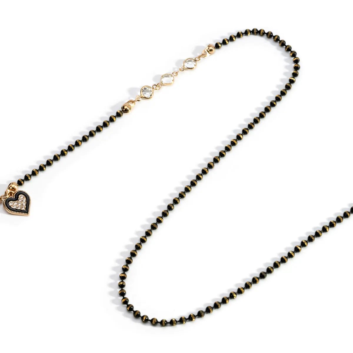 BLACK HEART SHAPED CRYSTAL EYEGLASSES CHAIN