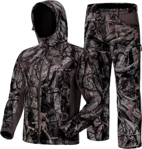Men’s 2-Pack Fleece-Lined Hunting Jacket & Pants Set – Water-Resistant, Silent, Safety Harness Compatible